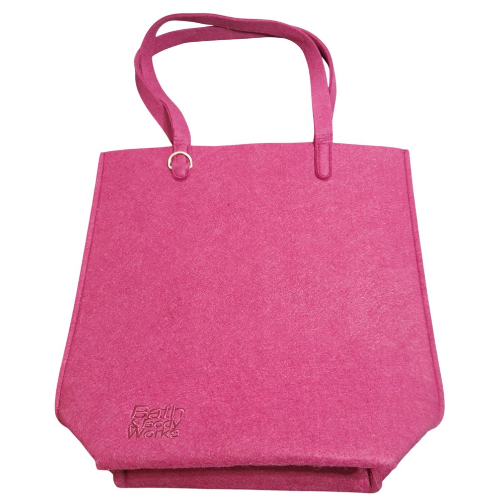 Bath & Body Works Magenta Pink Felt Tote Bag Embroidered Logo Shopper 28021322